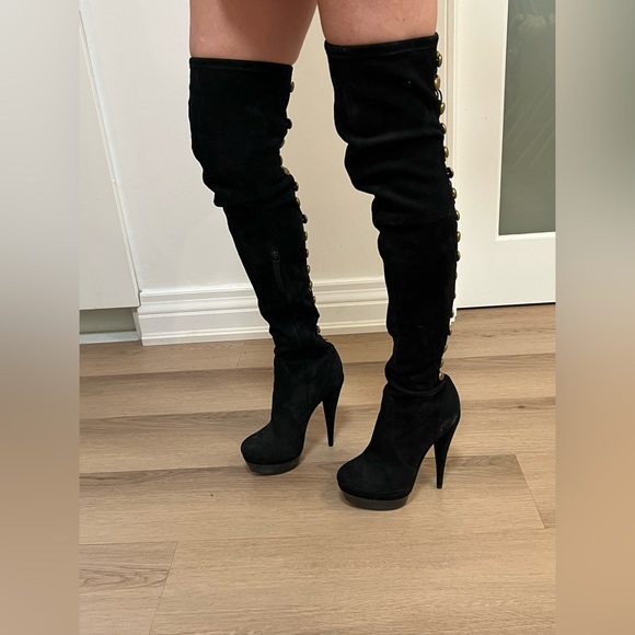 Rachel Zoe brigette stretch suede thigh high boots - Picture 4 of 7